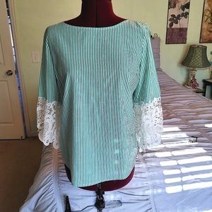 Liz Claiborne career lace edged blouse